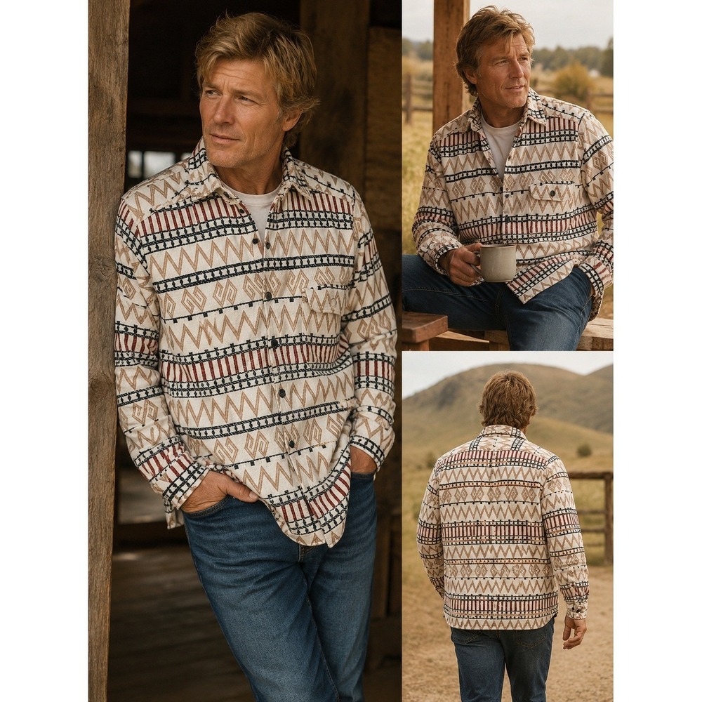 True Grit for Sundance Button Down Shacket Shirt Jacket Southwestern Large